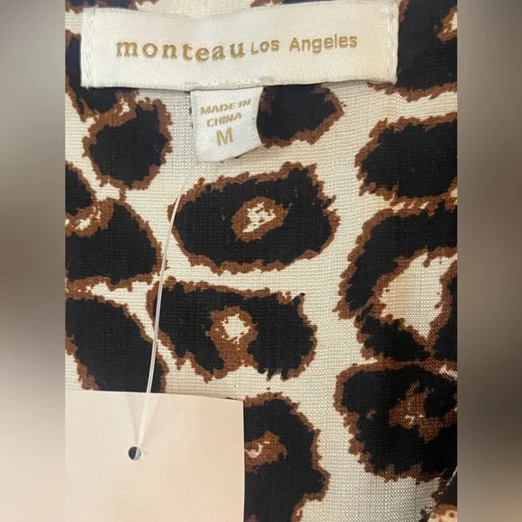 NWT Monteau LA Leopard Midi Dress w/ Pockets Size Medium - Picture 6 of 7
